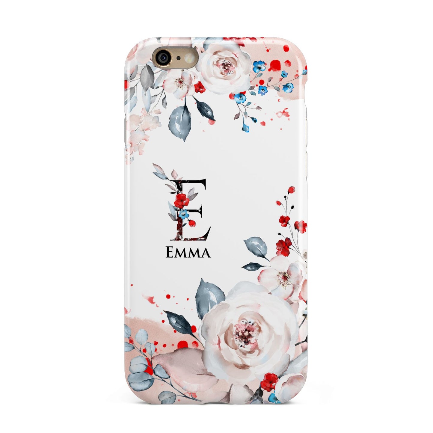 Monogrammed Roses Floral Wreath Apple iPhone 6 3D Tough Case