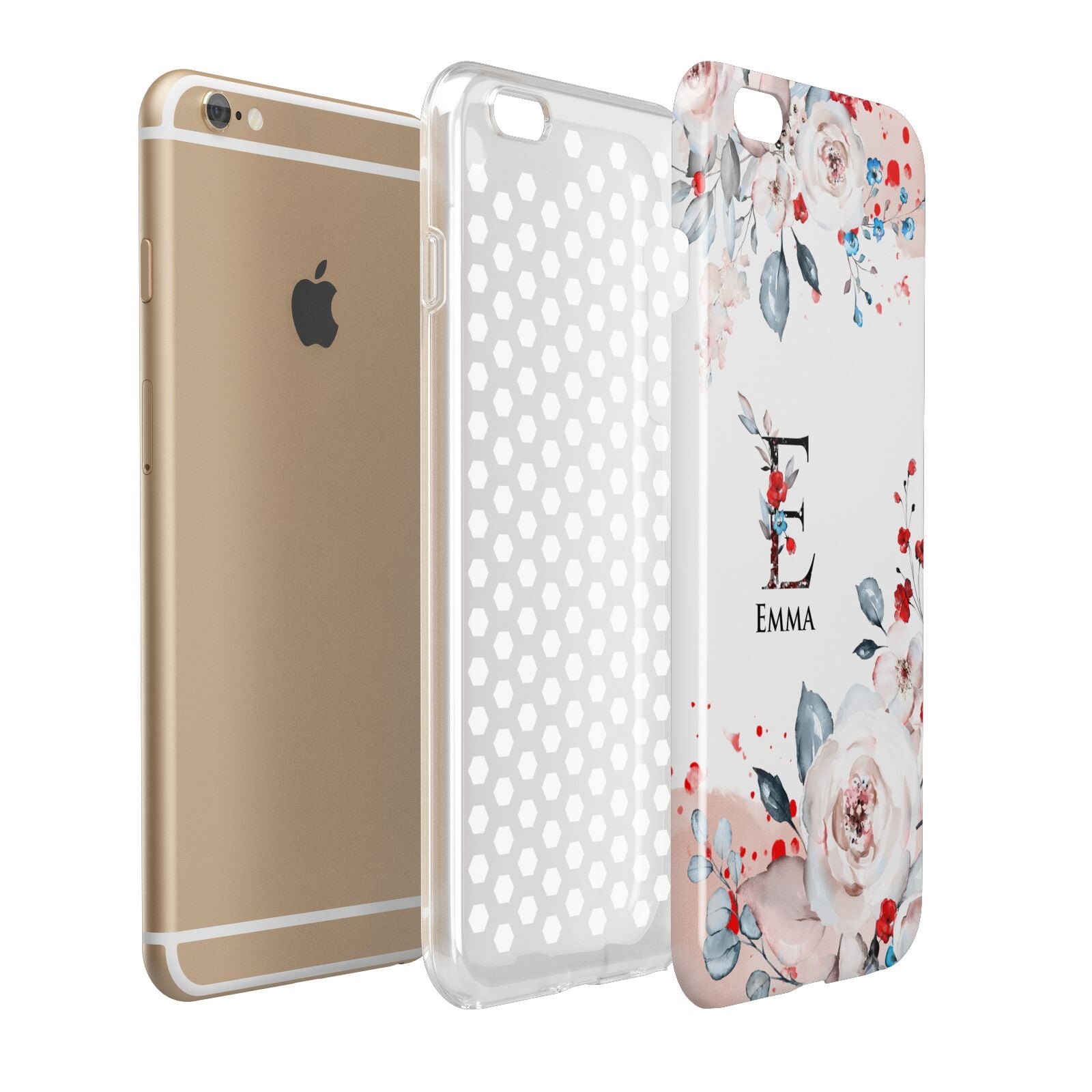 Monogrammed Roses Floral Wreath Apple iPhone 6 Plus 3D Tough Case Expand Detail Image