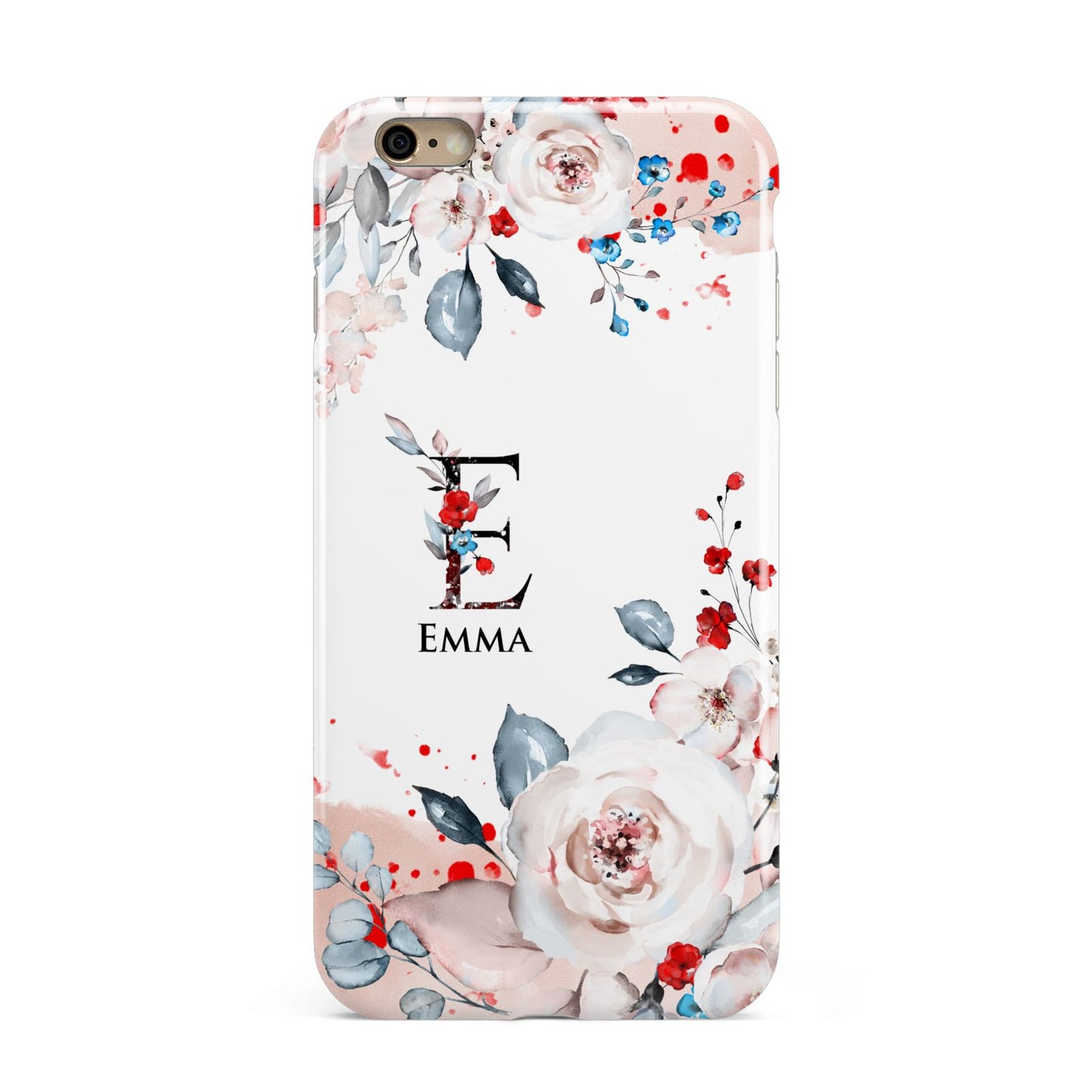 Monogrammed Roses Floral Wreath Apple iPhone 6 Plus 3D Tough Case