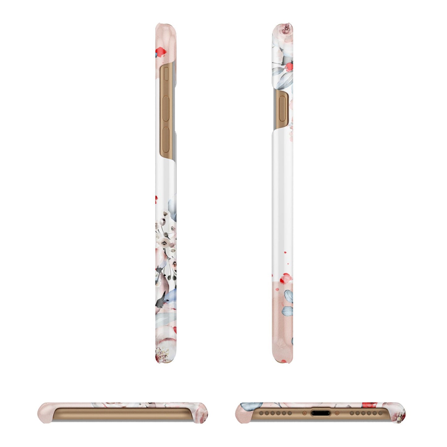 Monogrammed Roses Floral Wreath Apple iPhone 7 8 3D Wrap Snap Case Angled Images