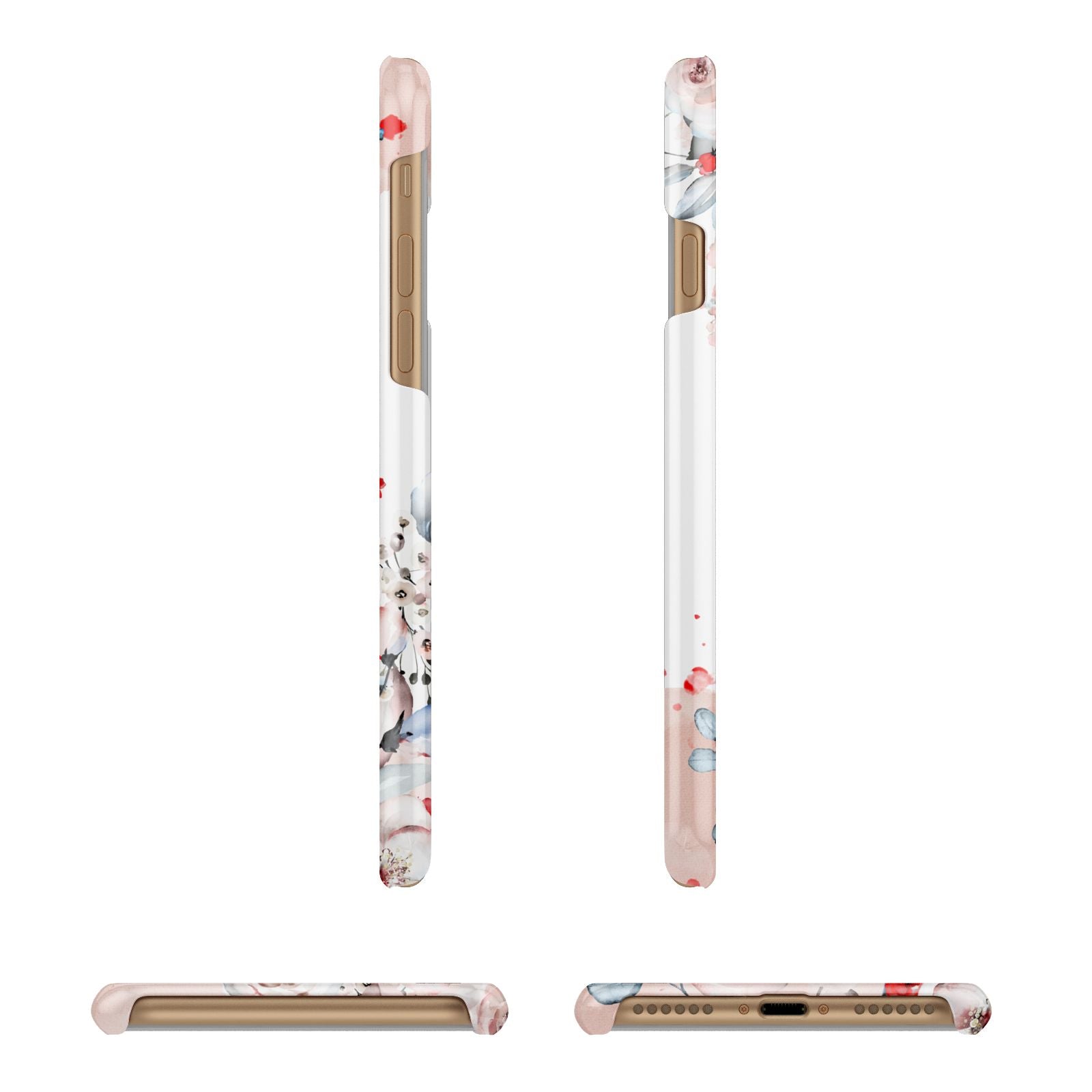 Monogrammed Roses Floral Wreath Apple iPhone 7 8 3D Wrap Snap Case Angled Images