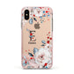 Monogrammed Roses Floral Wreath Apple iPhone Xs Impact Case Pink Edge on Gold Phone