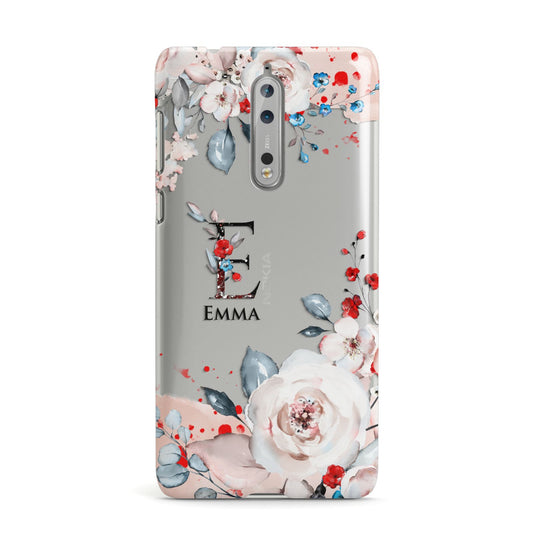 Monogrammed Roses Floral Wreath Nokia Case