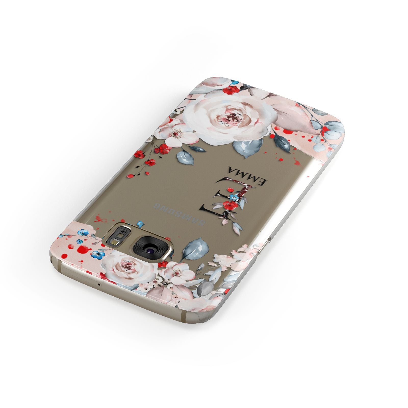 Monogrammed Roses Floral Wreath Samsung Galaxy Case Front Close Up