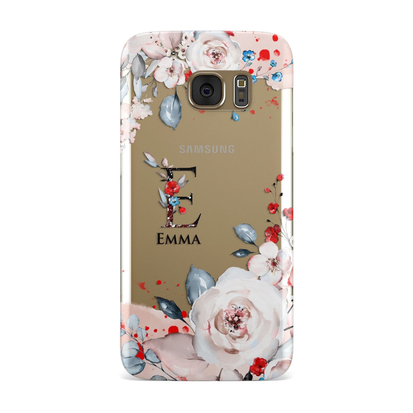 Monogrammed Roses Floral Wreath Samsung Galaxy Case