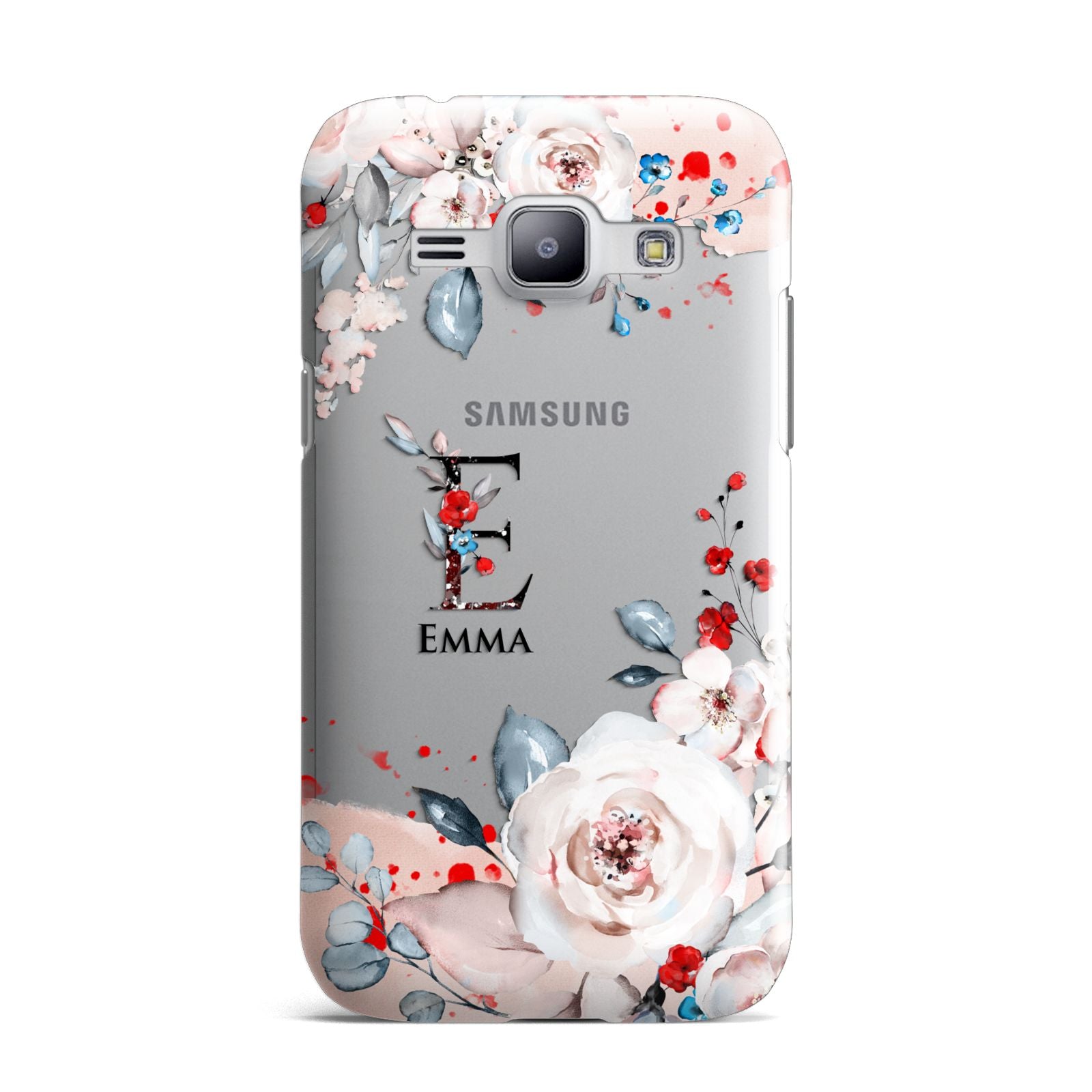 Monogrammed Roses Floral Wreath Samsung Galaxy J1 2015 Case