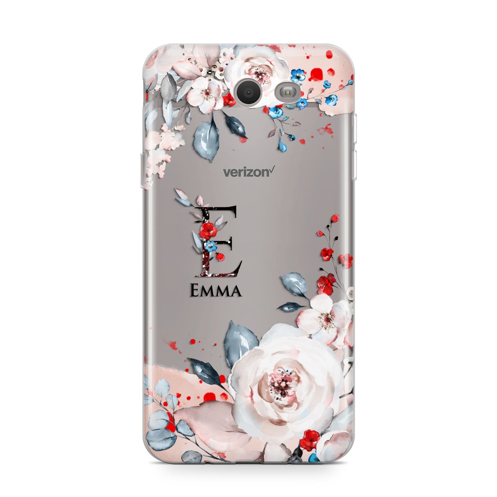 Monogrammed Roses Floral Wreath Samsung Galaxy J7 2017 Case