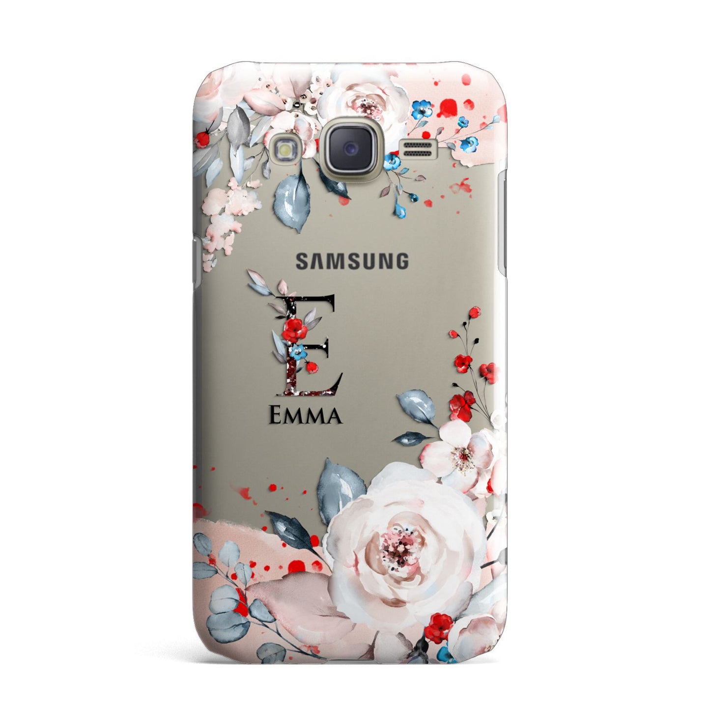 Monogrammed Roses Floral Wreath Samsung Galaxy J7 Case