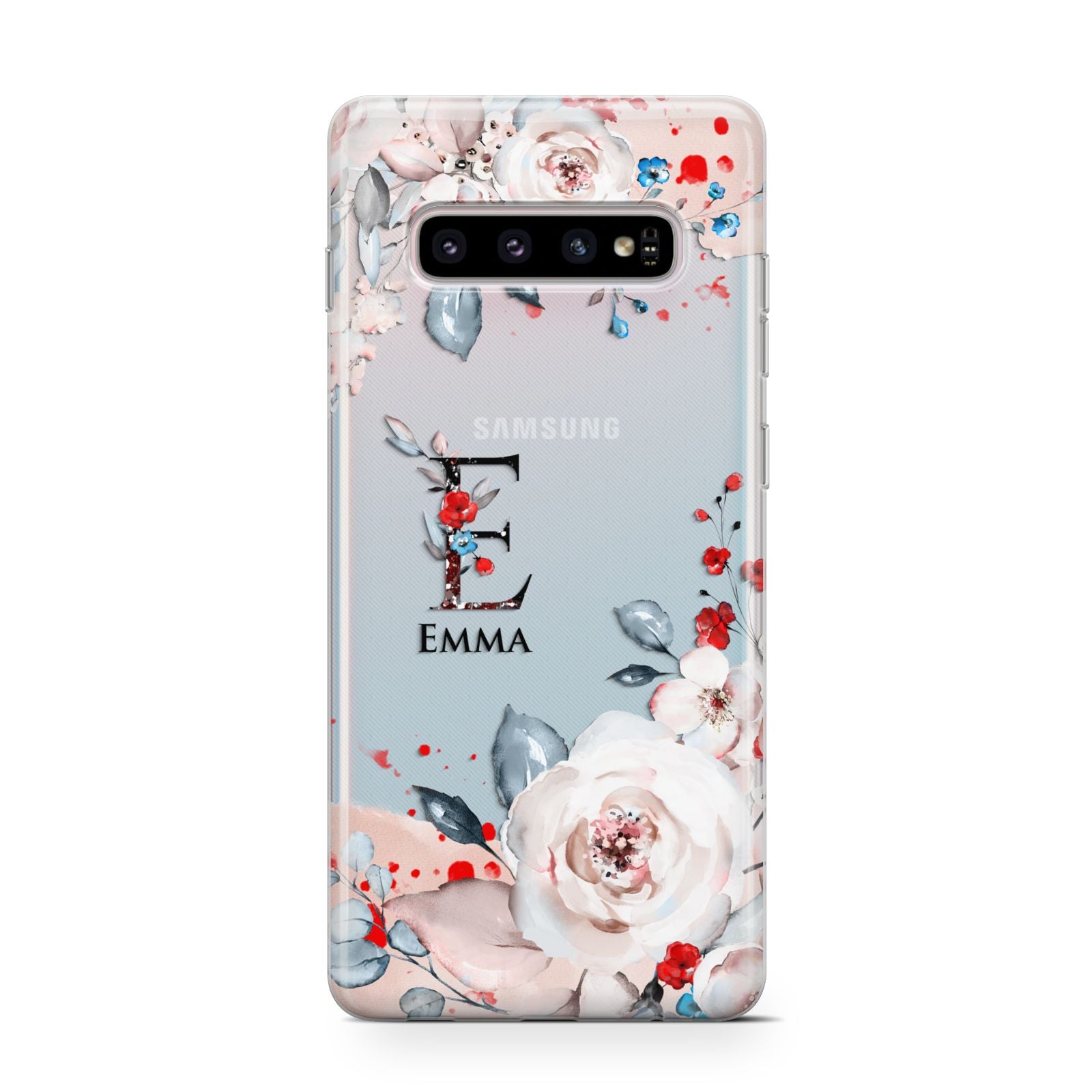 Monogrammed Roses Floral Wreath Samsung Galaxy S10 Case