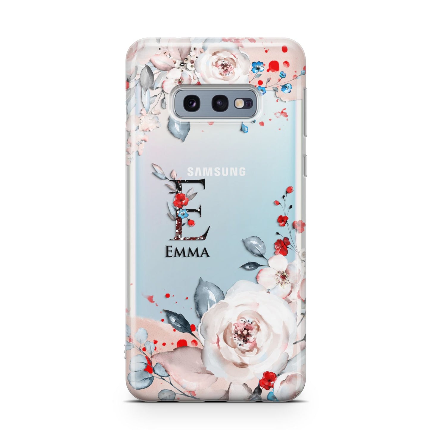 Monogrammed Roses Floral Wreath Samsung Galaxy S10E Case