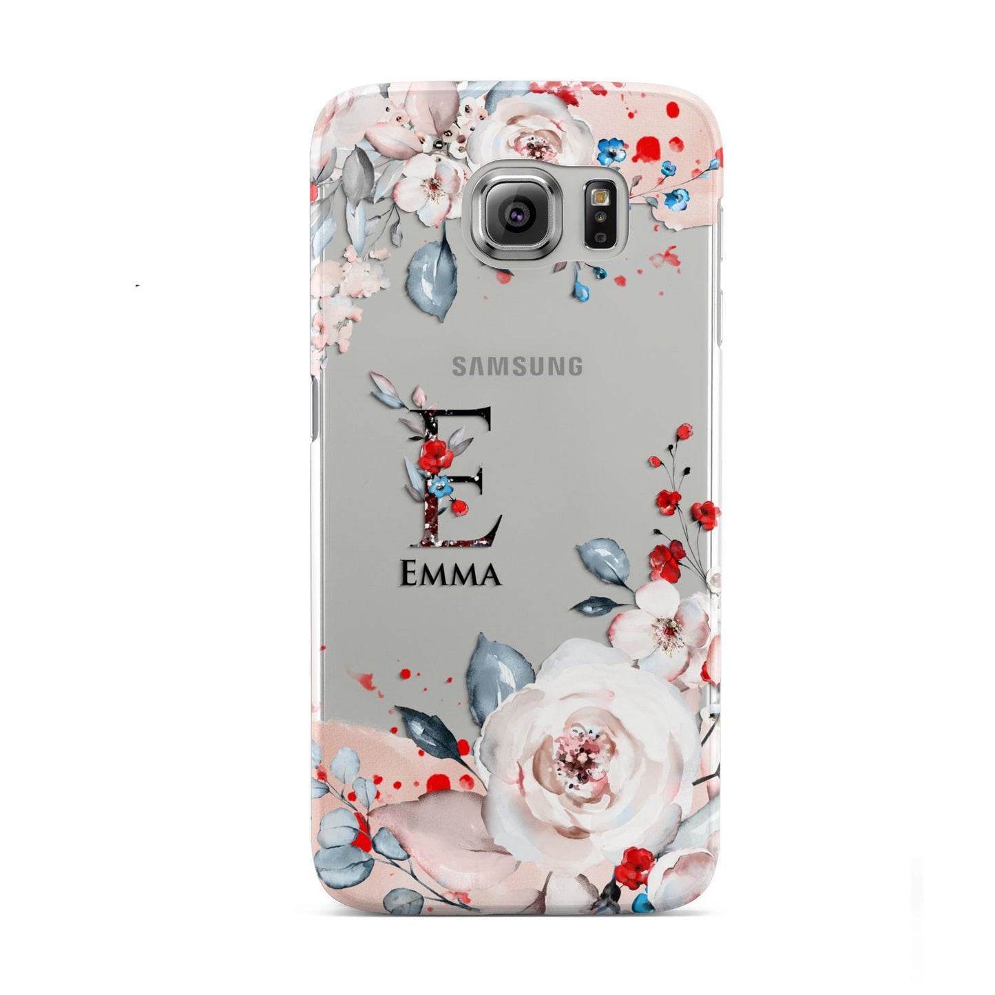 Monogrammed Roses Floral Wreath Samsung Galaxy S6 Case