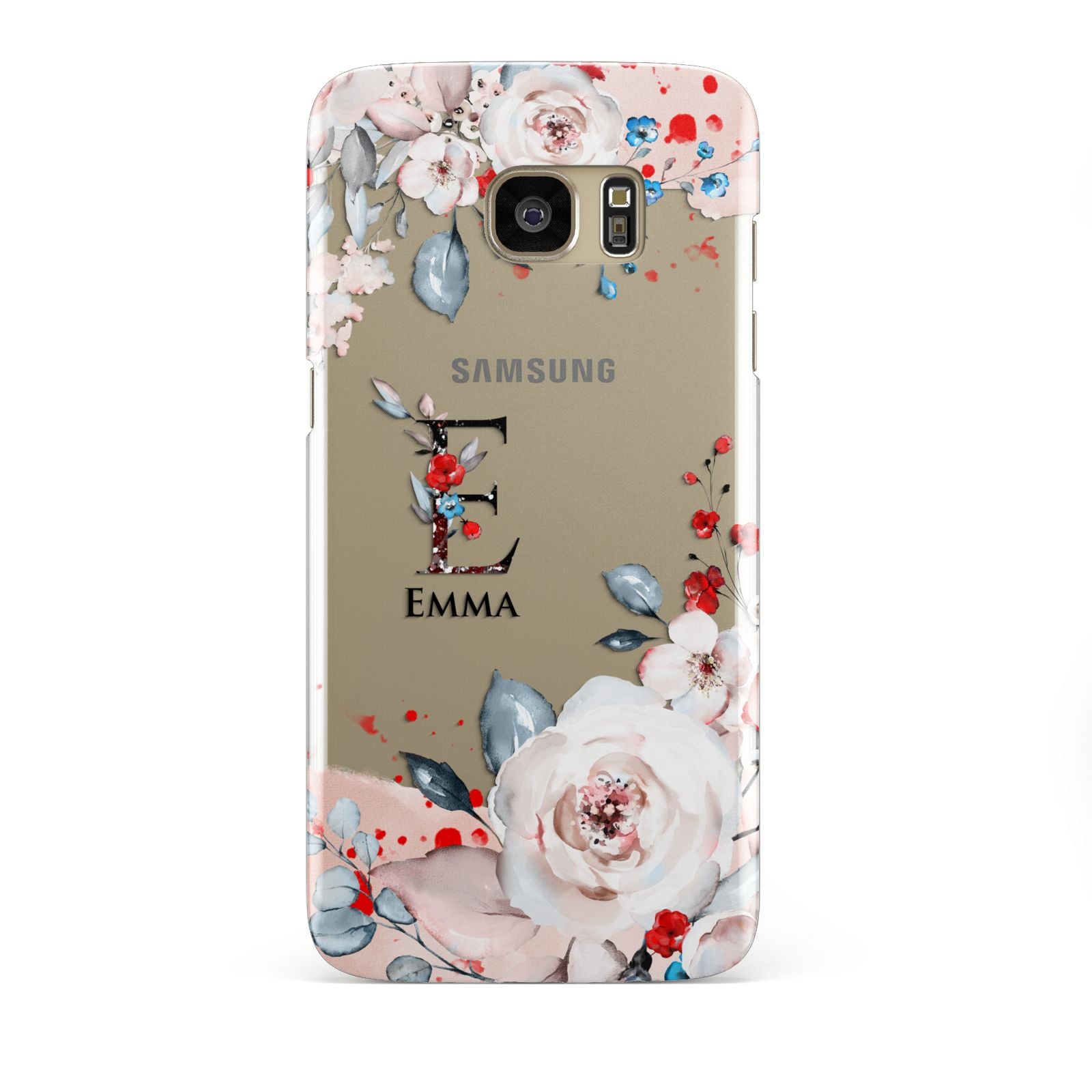 Monogrammed Roses Floral Wreath Samsung Galaxy S7 Edge Case