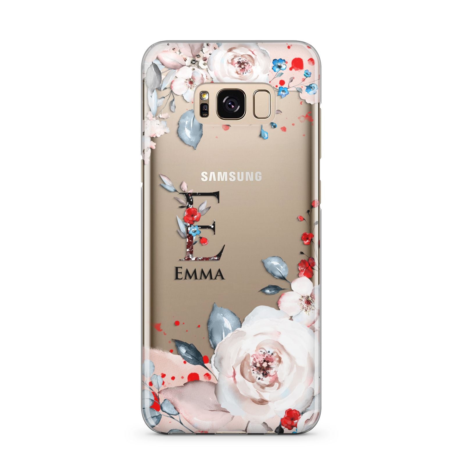 Monogrammed Roses Floral Wreath Samsung Galaxy S8 Plus Case