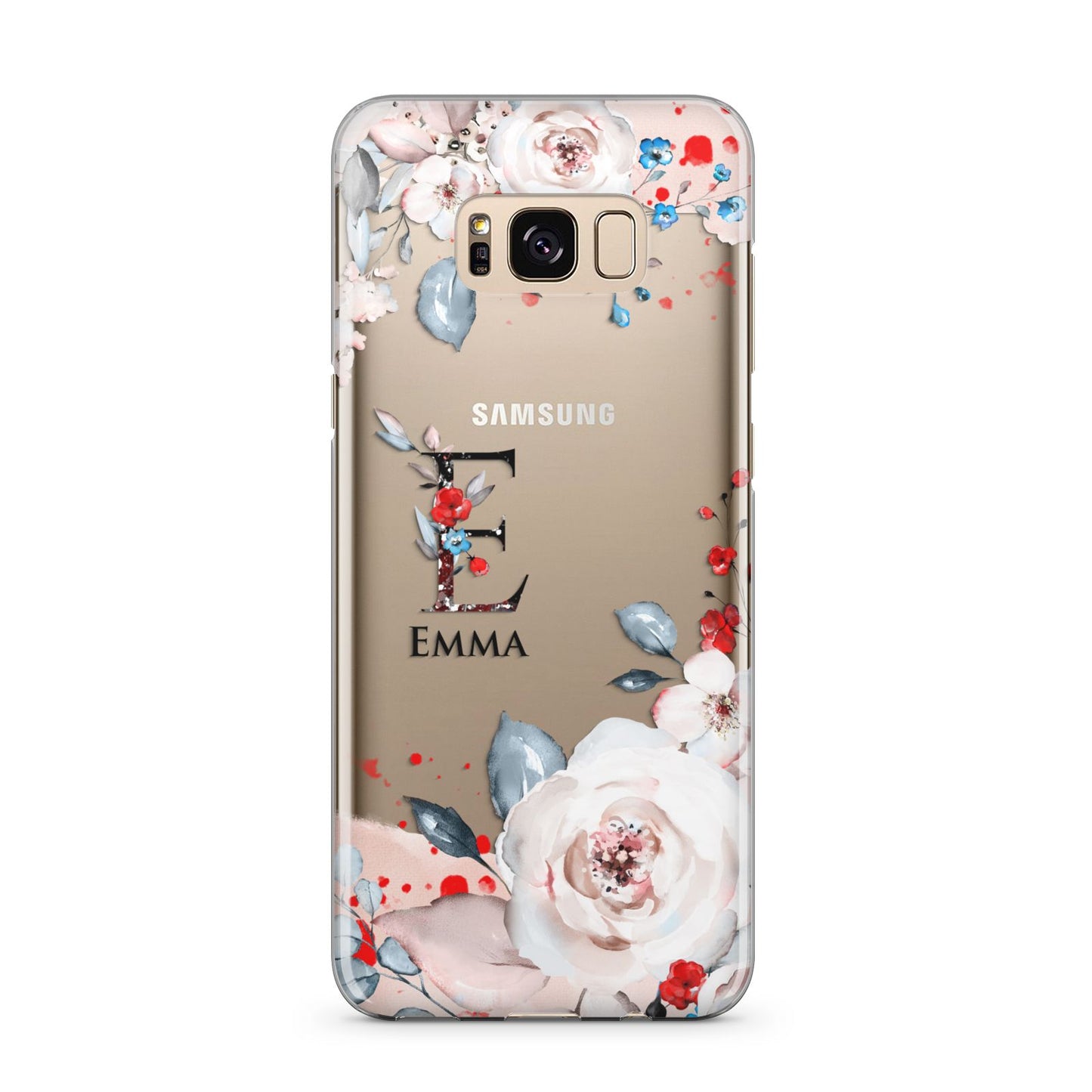 Monogrammed Roses Floral Wreath Samsung Galaxy S8 Plus Case