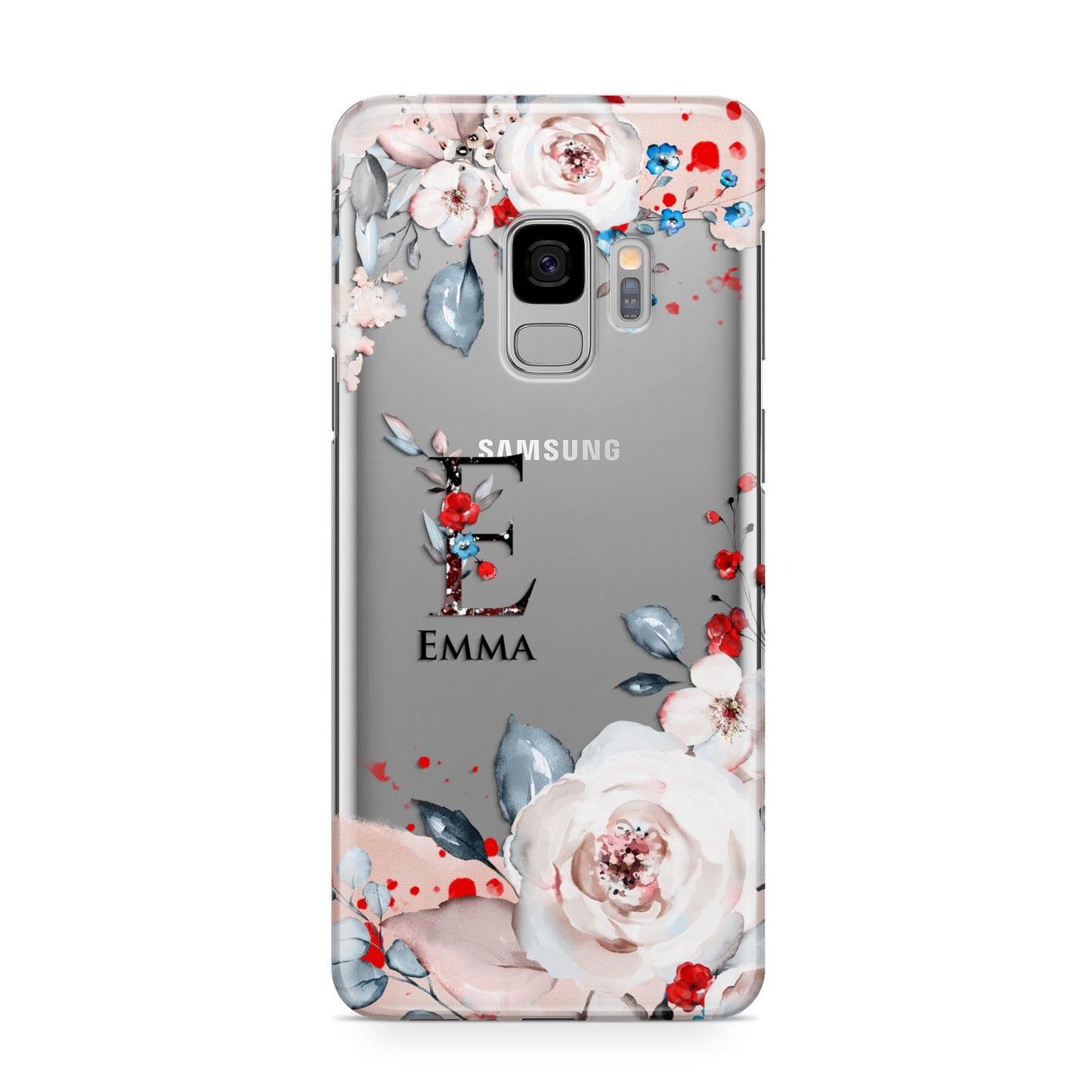 Monogrammed Roses Floral Wreath Samsung Galaxy S9 Case