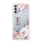 Monogrammed Roses Floral Wreath Samsung S21 Plus Phone Case