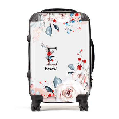 Monogrammed Roses Floral Wreath Suitcase