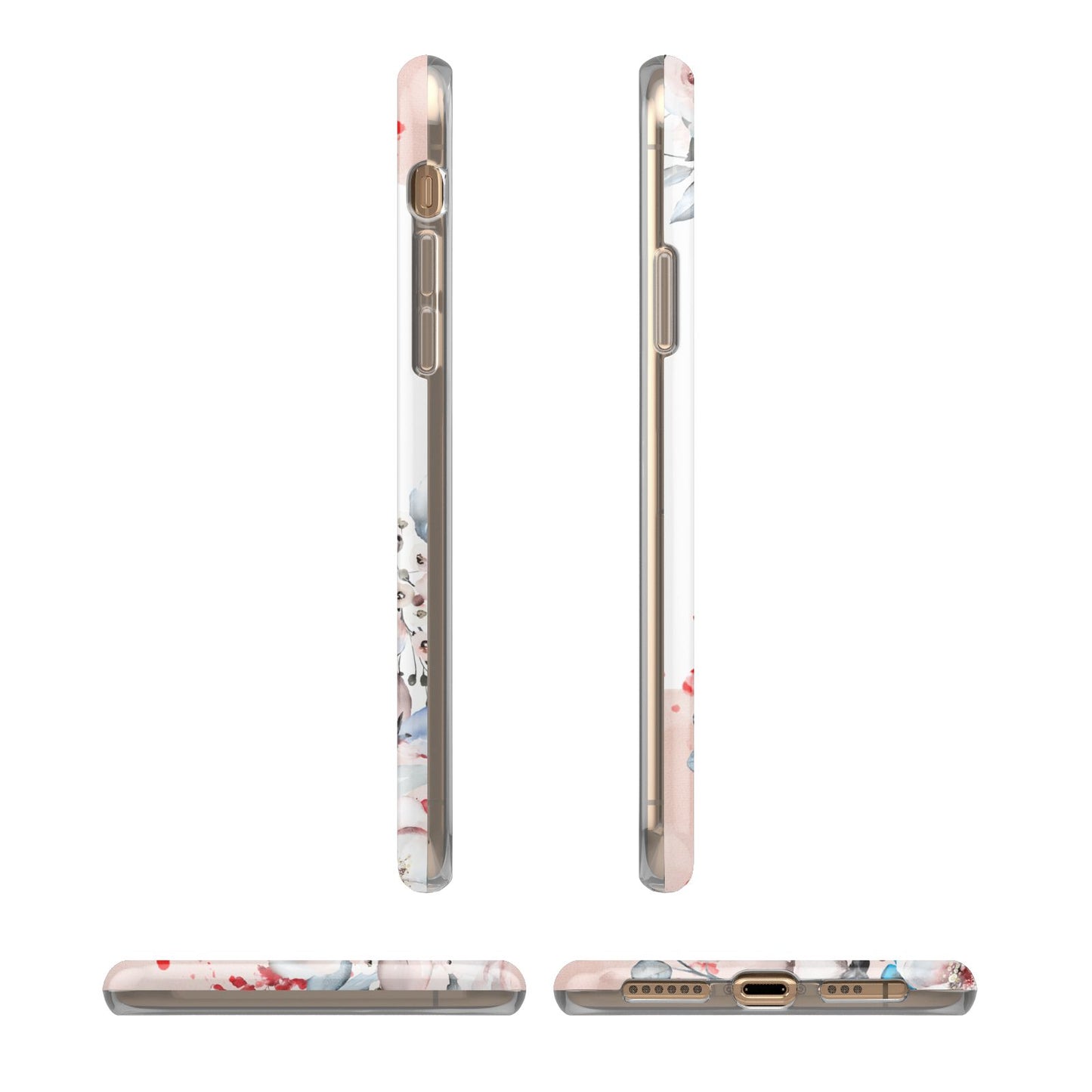 Monogrammed Roses Floral Wreath iPhone 11 3D Tough Case Angle Images