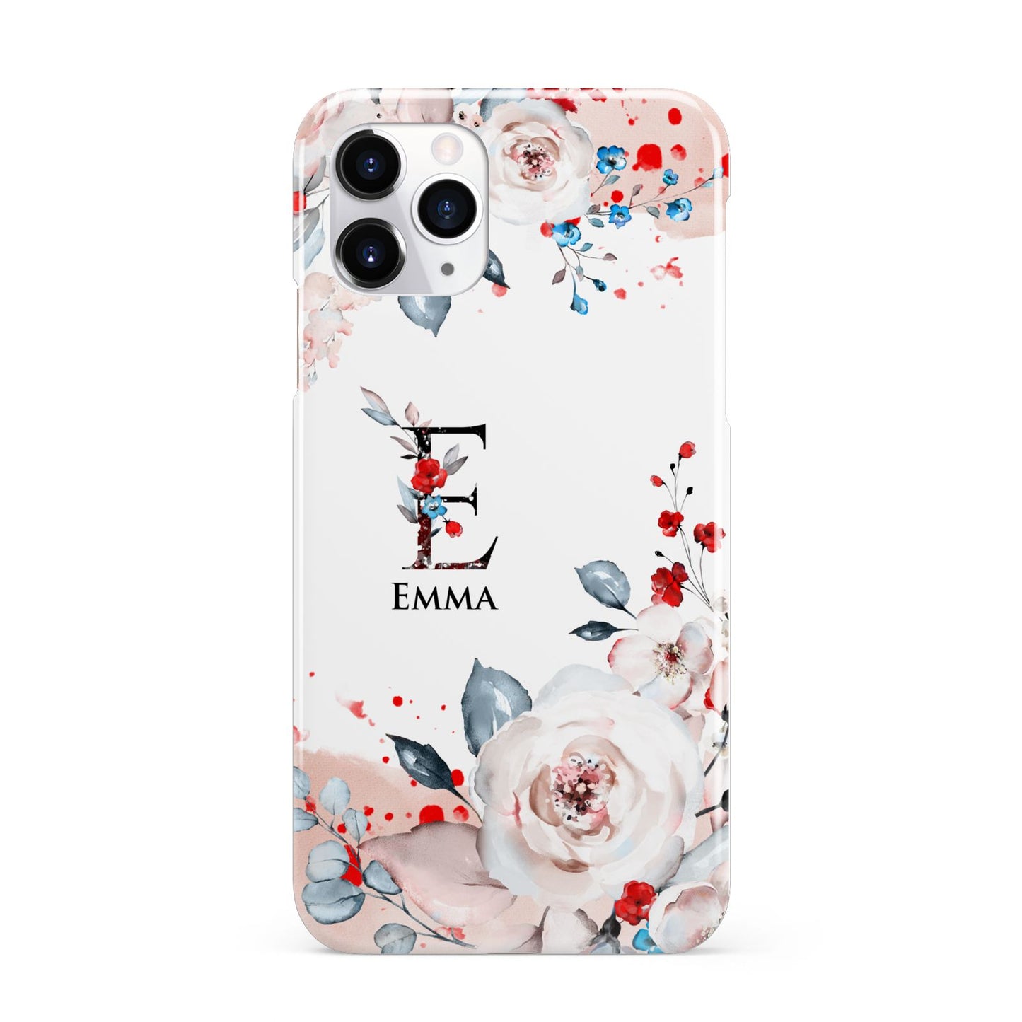 Monogrammed Roses Floral Wreath iPhone 11 Pro 3D Snap Case