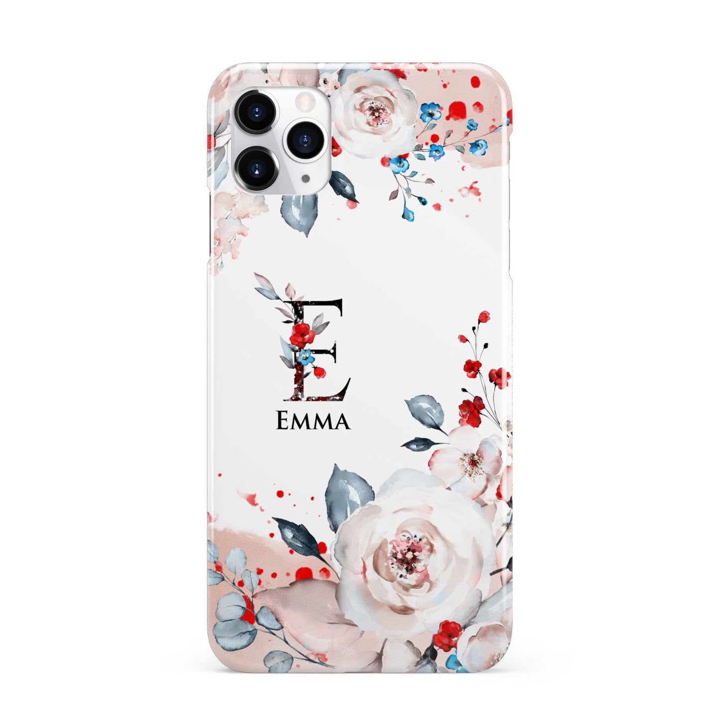 Monogrammed Roses Floral Wreath iPhone 11 Pro Max 3D Snap Case