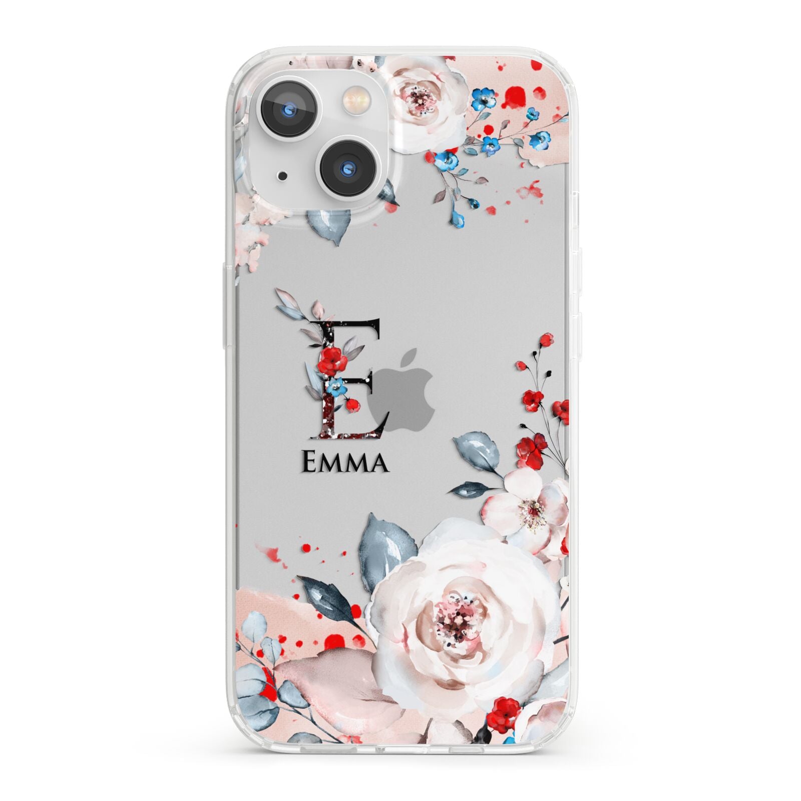 Monogrammed Roses Floral Wreath iPhone 13 Clear Bumper Case