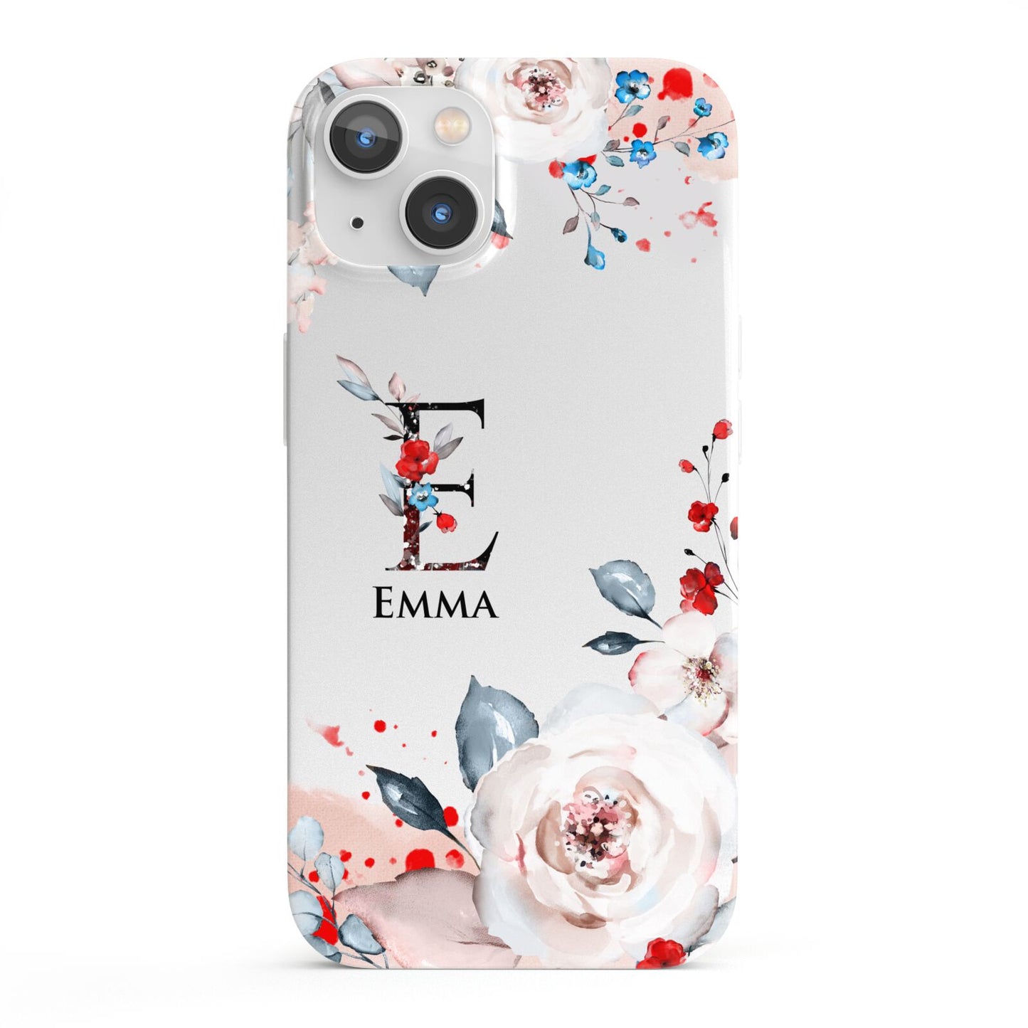 Monogrammed Roses Floral Wreath iPhone 13 Full Wrap 3D Snap Case