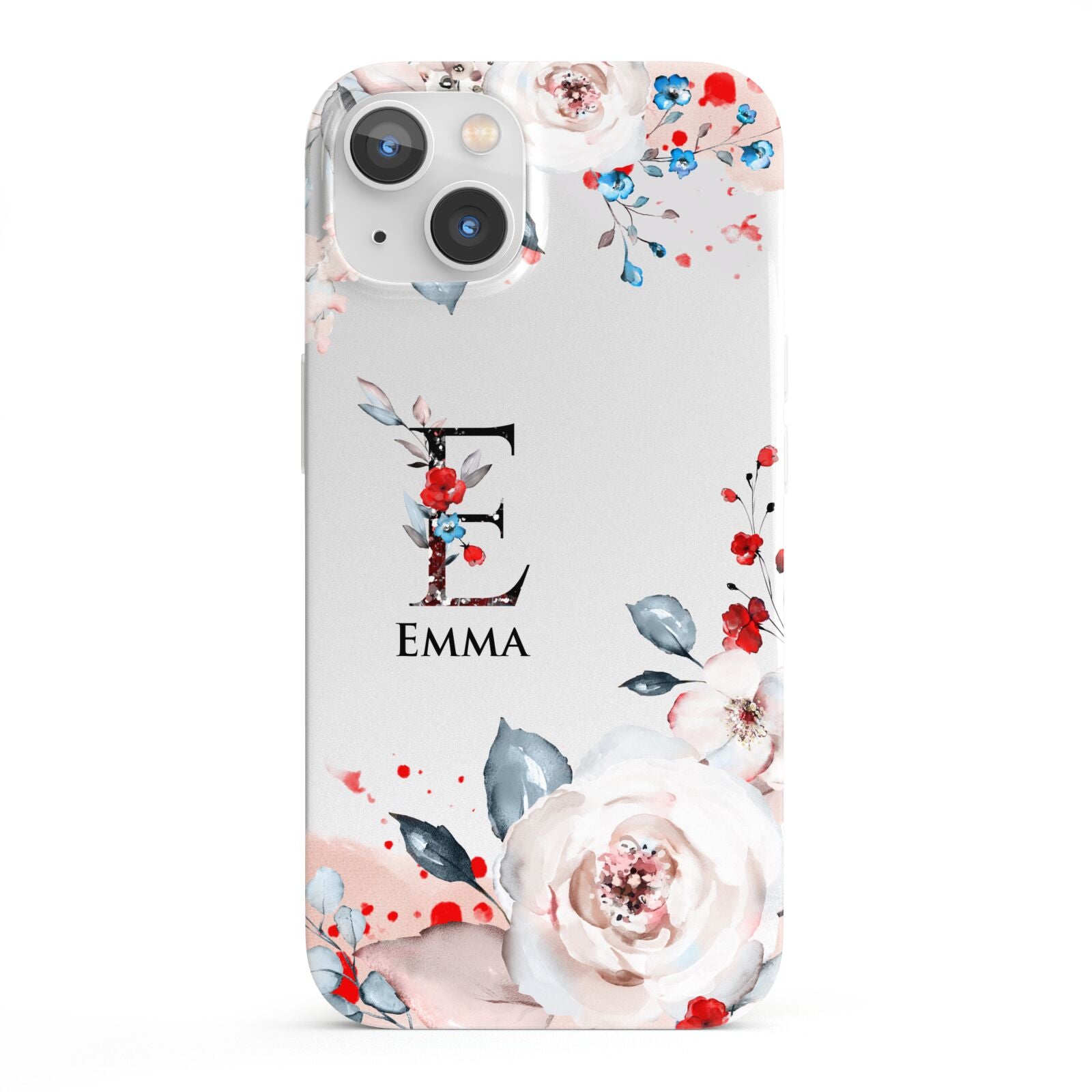 Monogrammed Roses Floral Wreath iPhone 13 Full Wrap 3D Snap Case