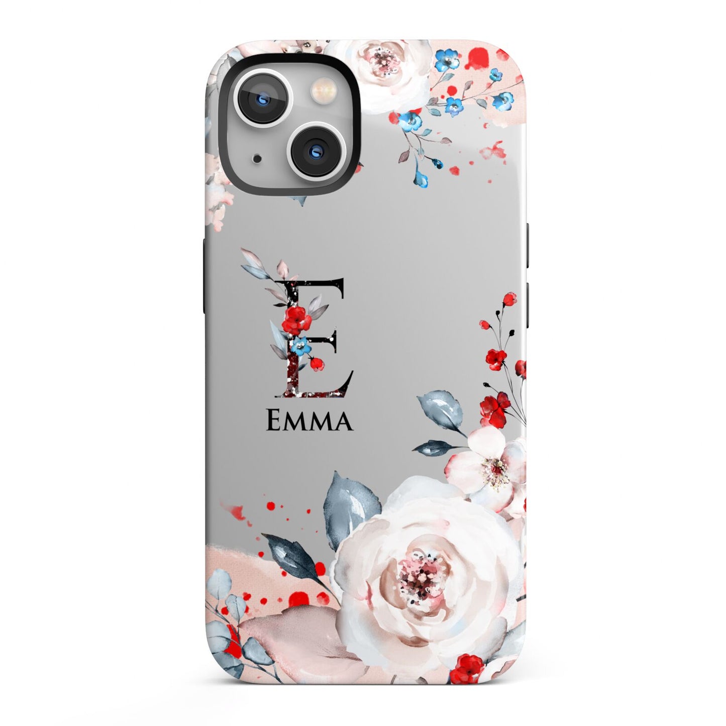 Monogrammed Roses Floral Wreath iPhone 13 Full Wrap 3D Tough Case
