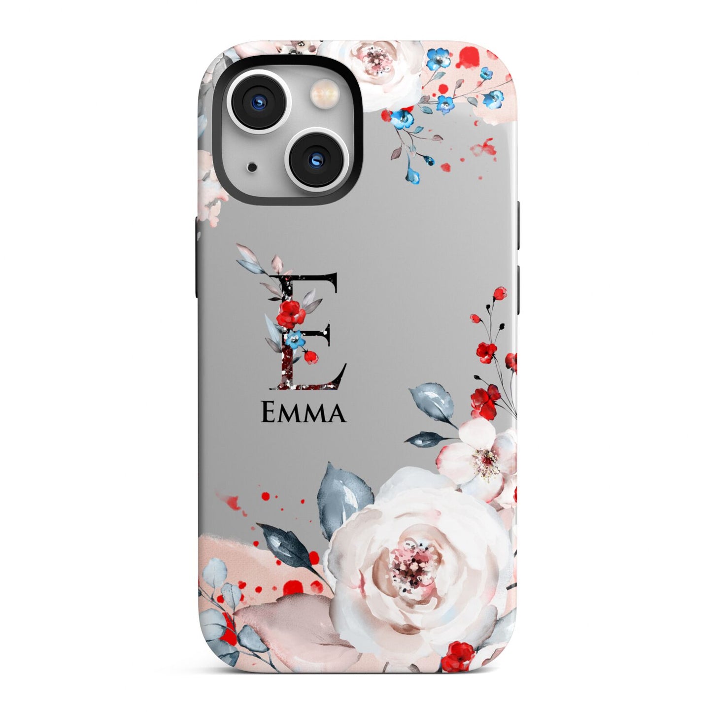 Monogrammed Roses Floral Wreath iPhone 13 Mini Full Wrap 3D Tough Case