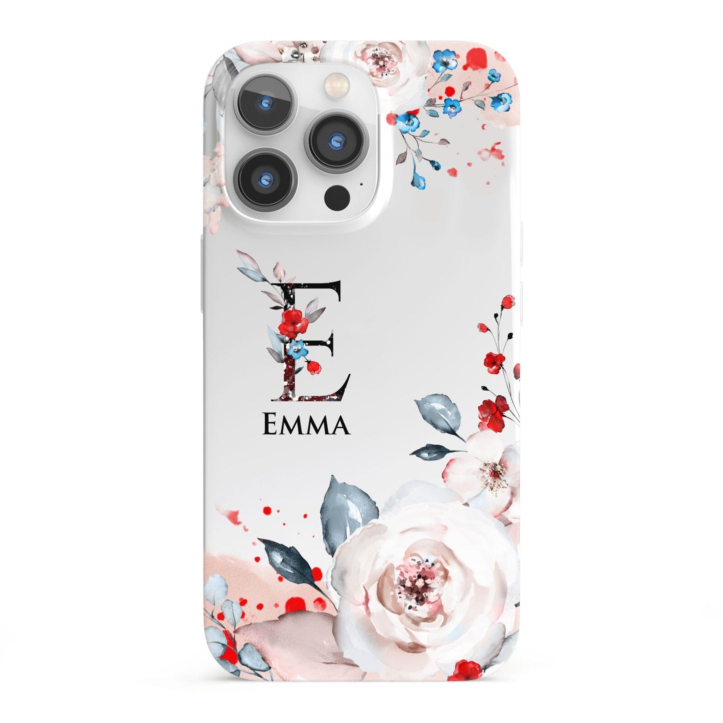 Monogrammed Roses Floral Wreath iPhone 13 Pro Full Wrap 3D Snap Case