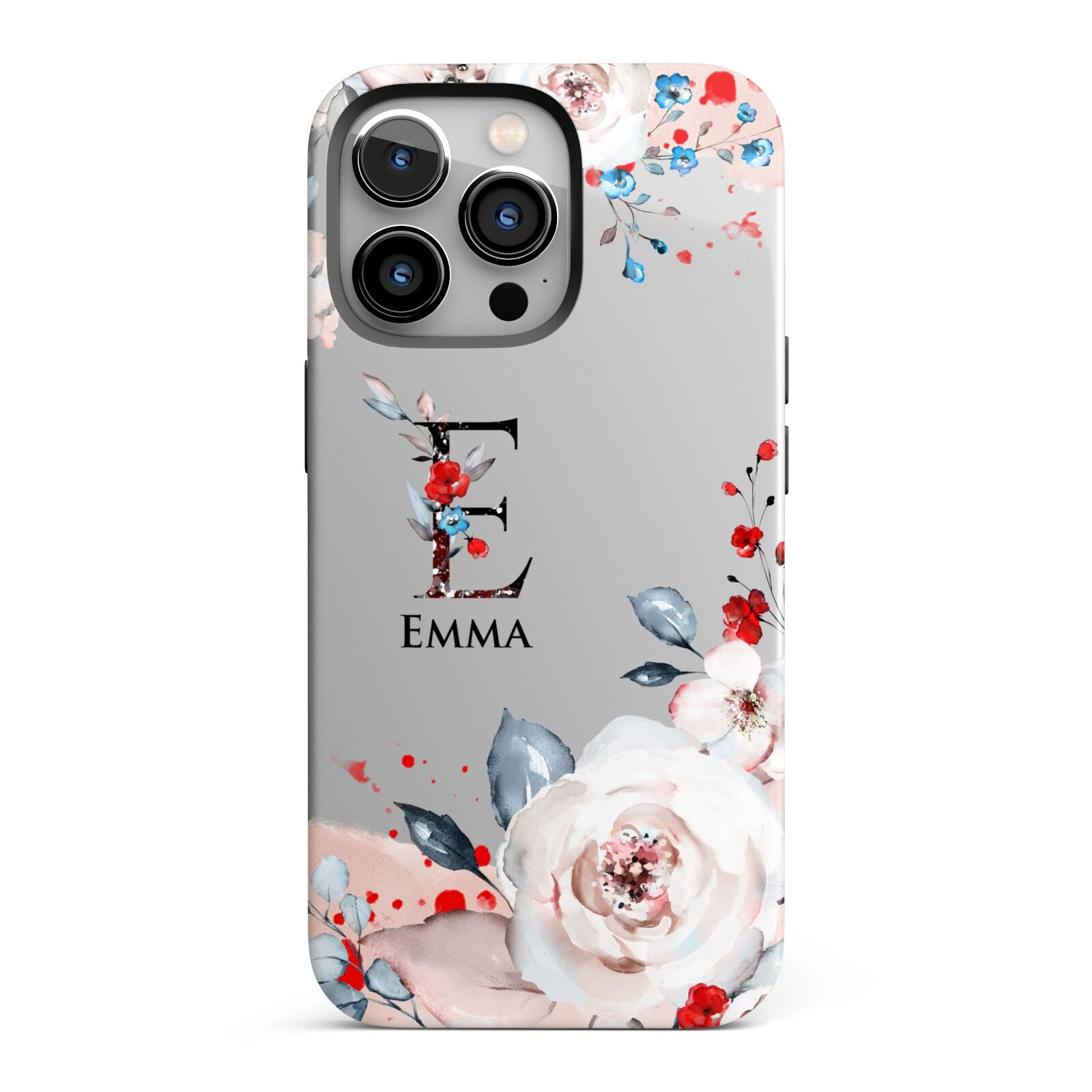 Monogrammed Roses Floral Wreath iPhone 13 Pro Full Wrap 3D Tough Case