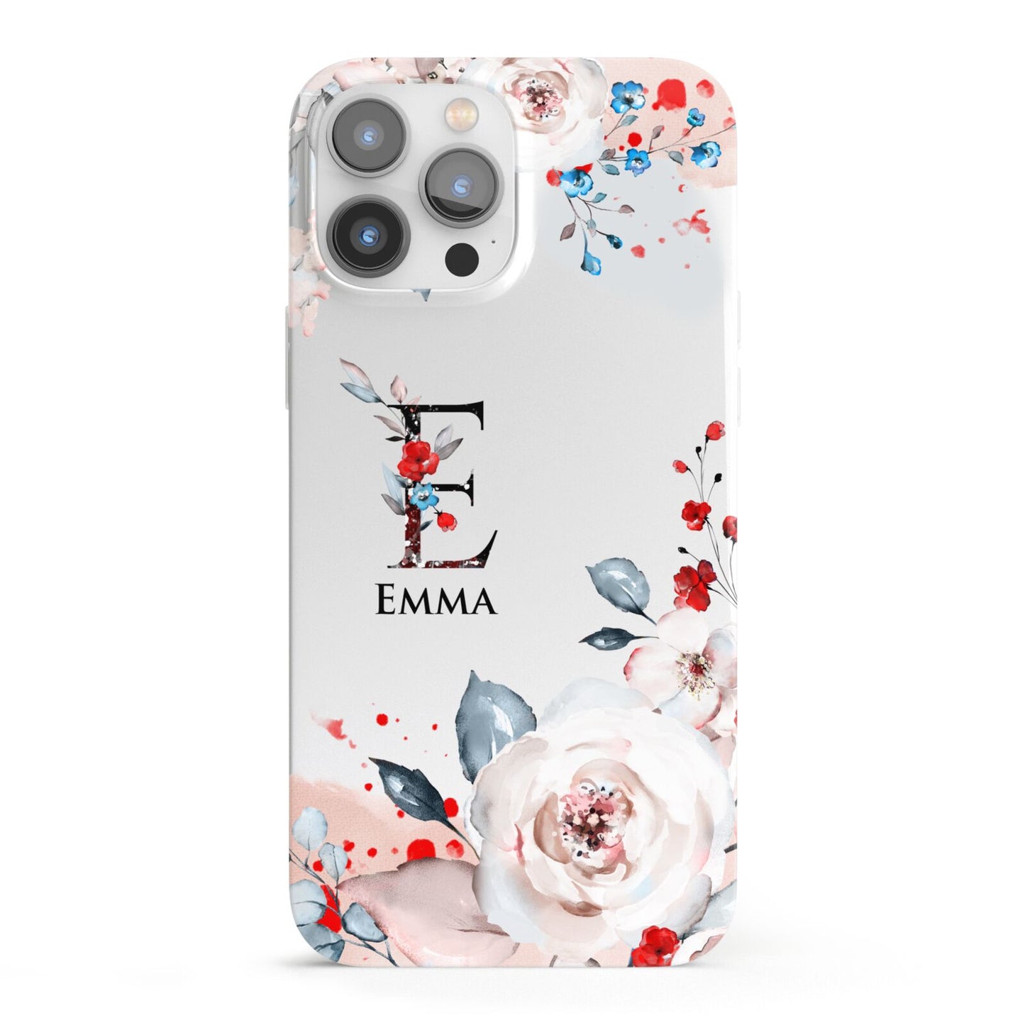 Monogrammed Roses Floral Wreath iPhone 13 Pro Max Full Wrap 3D Snap Case