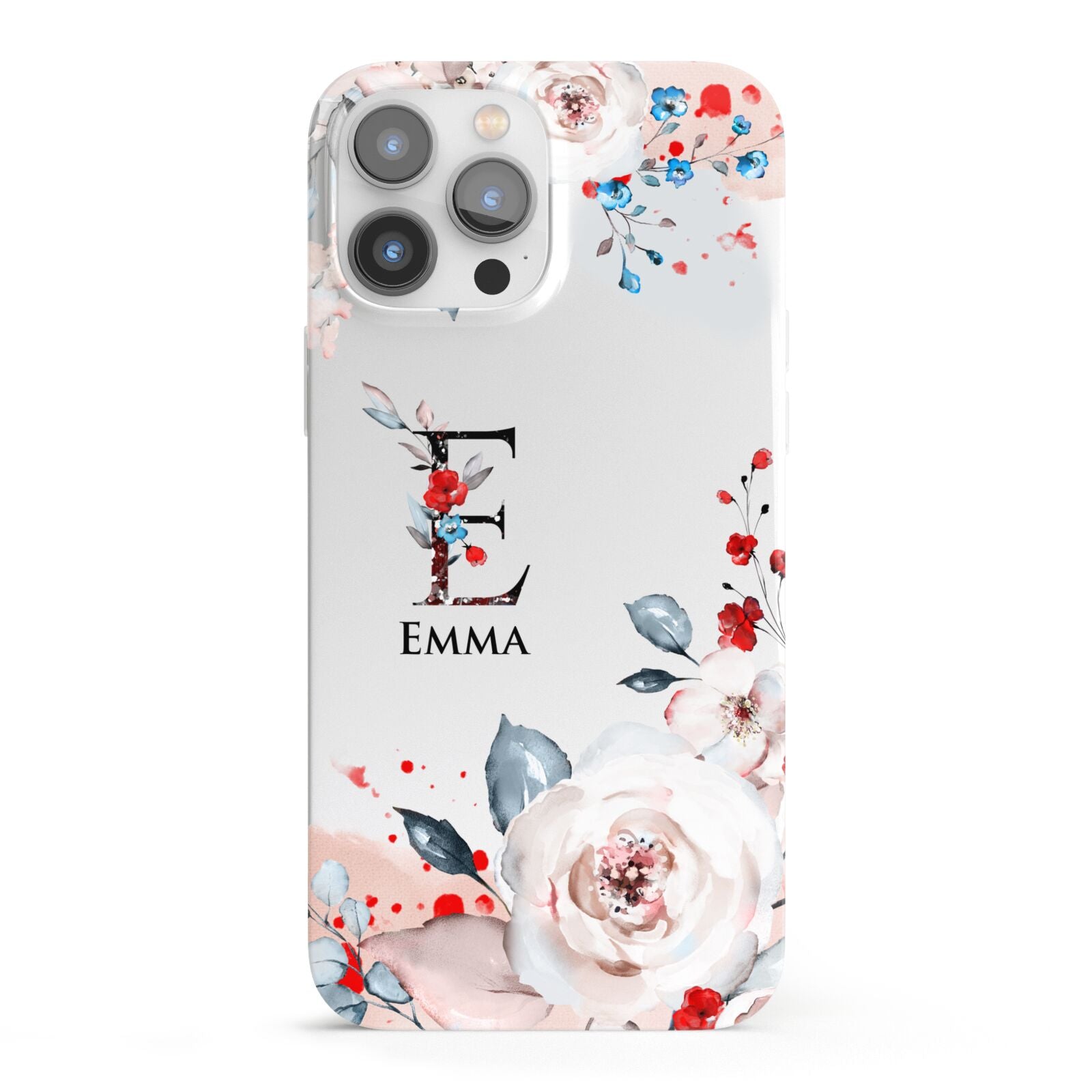 Monogrammed Roses Floral Wreath iPhone 13 Pro Max Full Wrap 3D Snap Case