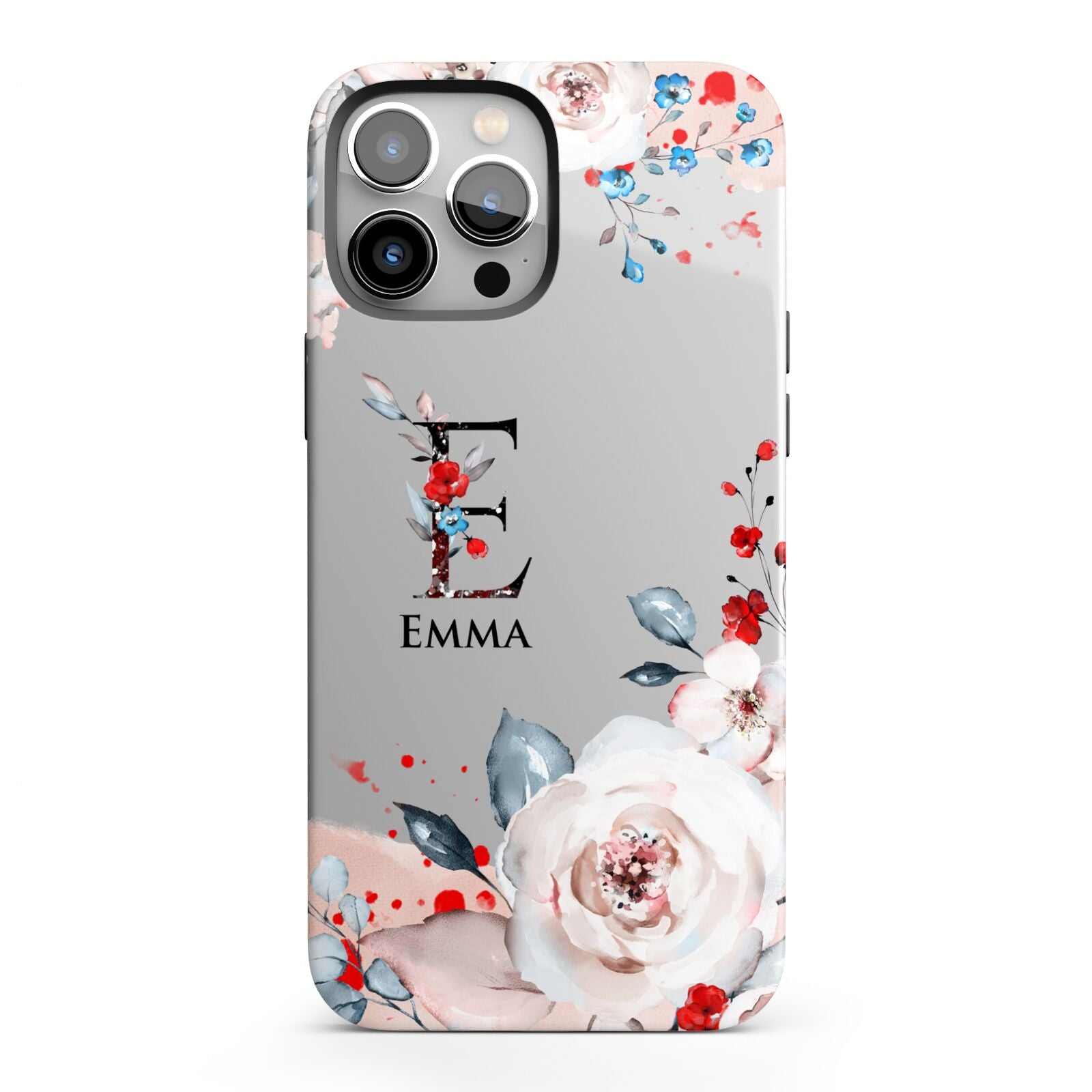 Monogrammed Roses Floral Wreath iPhone 13 Pro Max Full Wrap 3D Tough Case