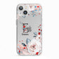 Monogrammed Roses Floral Wreath iPhone 13 TPU Impact Case with White Edges