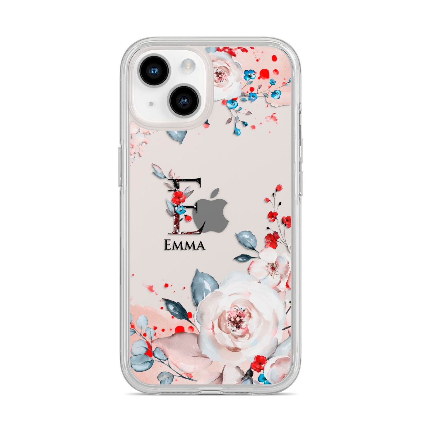 Monogrammed Roses Floral Wreath iPhone 14 Clear Tough Case Starlight