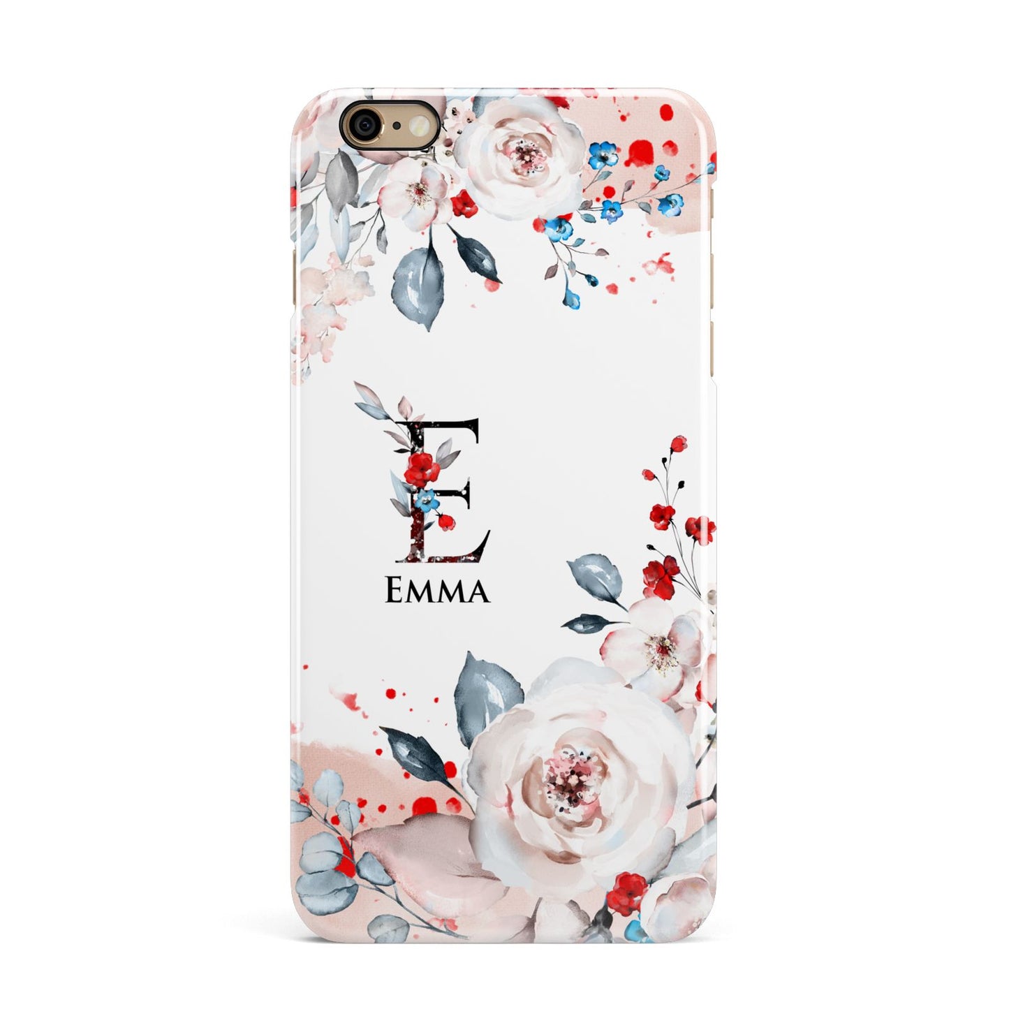 Monogrammed Roses Floral Wreath iPhone 6 Plus 3D Snap Case on Gold Phone