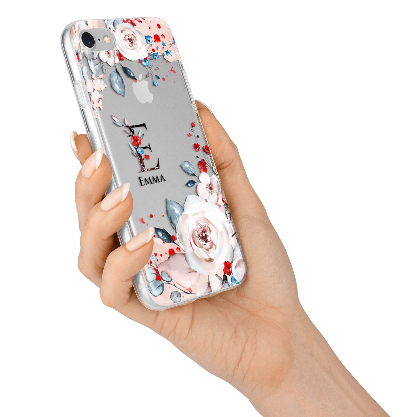 Monogrammed Roses Floral Wreath iPhone 7 Bumper Case on Silver iPhone Alternative Image