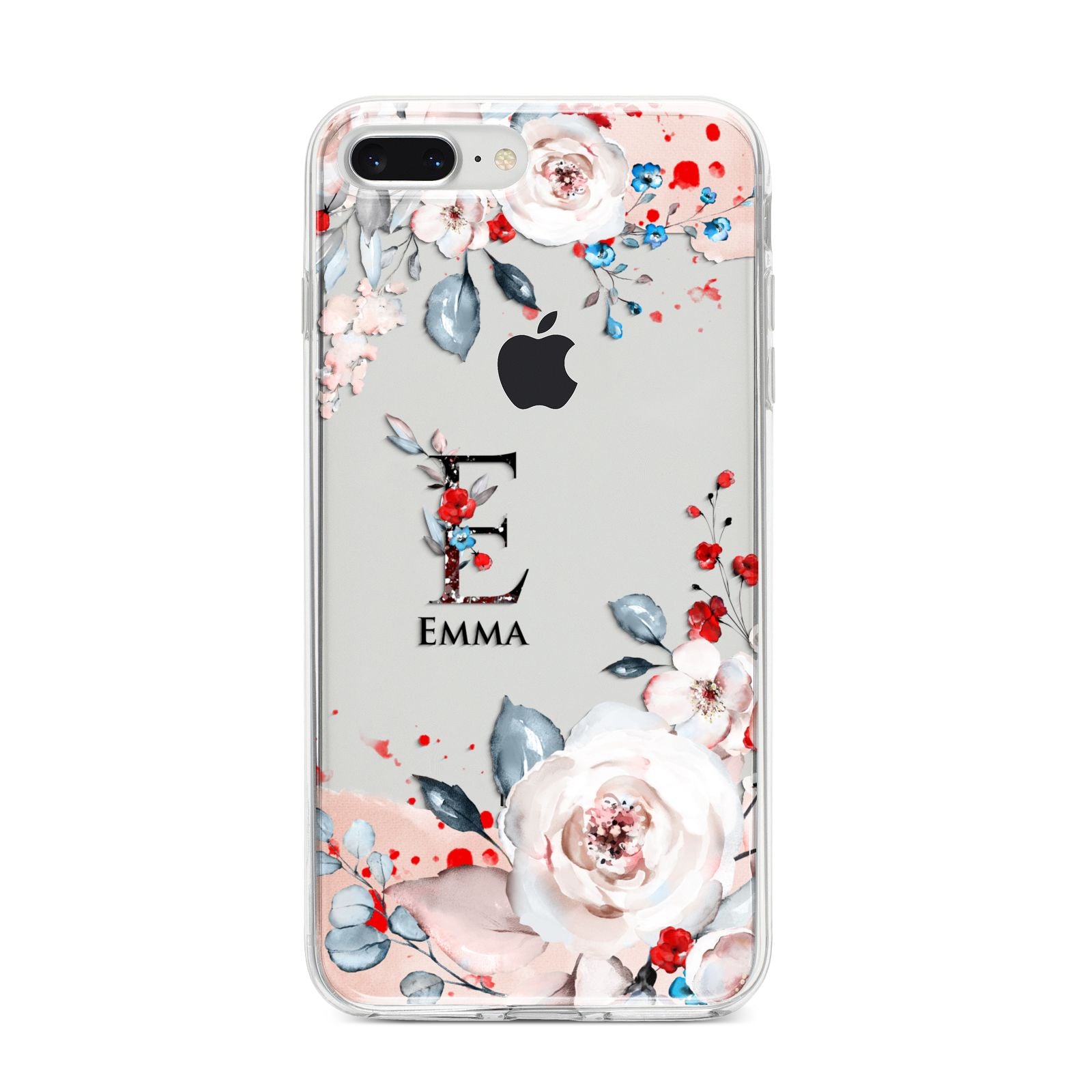 Monogrammed Roses Floral Wreath iPhone 8 Plus Bumper Case on Silver iPhone