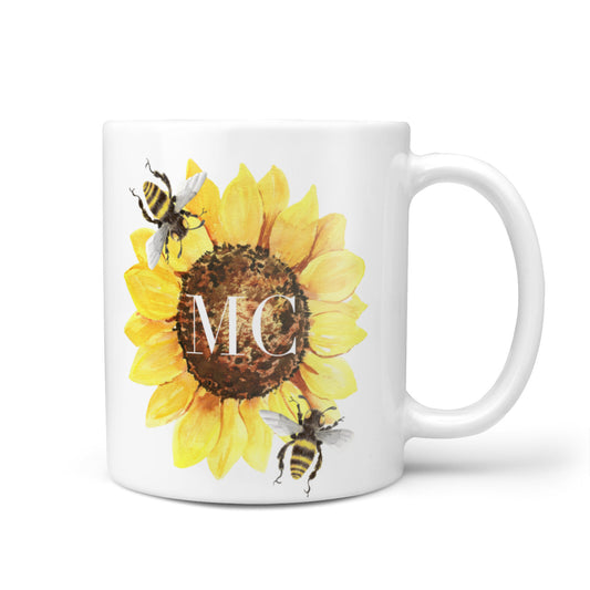 Monogrammed Sunflower with Little Bees 10oz Mug