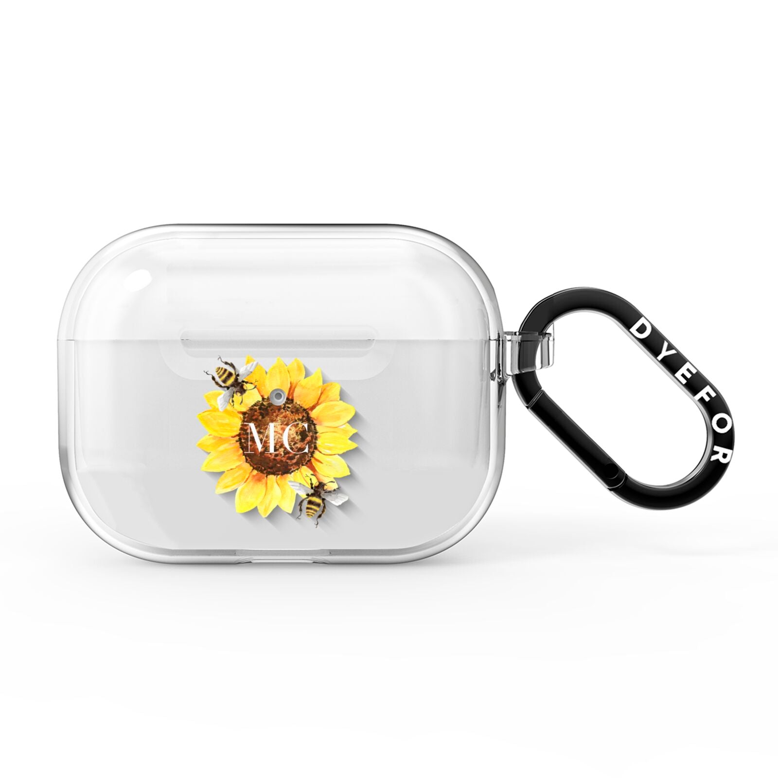 Monogrammed Sunflower with Little Bees AirPods Pro Clear Case