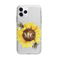 Monogrammed Sunflower with Little Bees Apple iPhone 11 Pro Max in Silver with Bumper Case