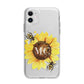 Monogrammed Sunflower with Little Bees Apple iPhone 11 in White with Bumper Case