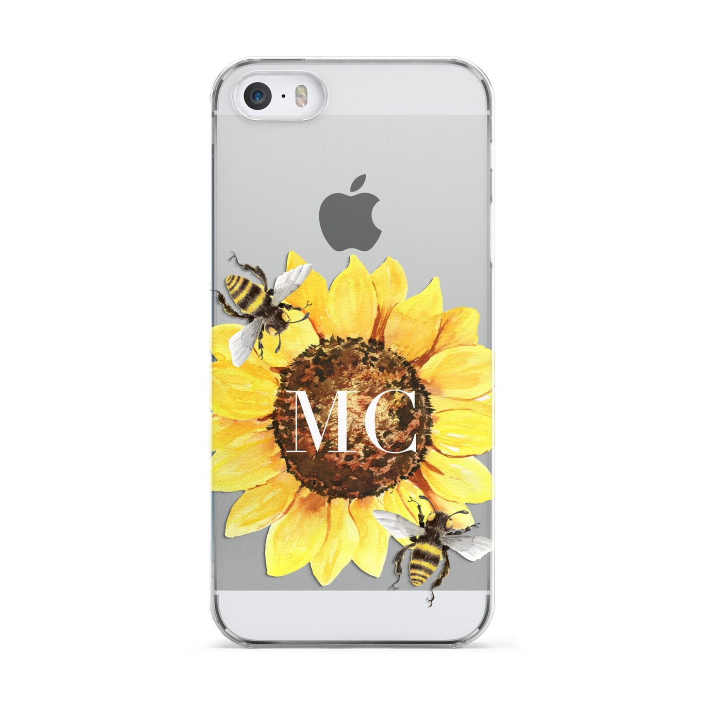 Monogrammed Sunflower with Little Bees Apple iPhone 5 Case