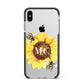 Monogrammed Sunflower with Little Bees Apple iPhone Xs Max Impact Case Black Edge on Silver Phone