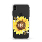 Monogrammed Sunflower with Little Bees Apple iPhone Xs Max Impact Case White Edge on Black Phone