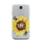 Monogrammed Sunflower with Little Bees Samsung Galaxy S4 Case