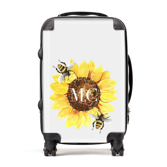 Monogrammed Sunflower with Little Bees Suitcase