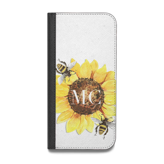 Monogrammed Sunflower with Little Bees Vegan Leather Flip Samsung Case