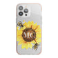 Monogrammed Sunflower with Little Bees iPhone 13 Pro Max TPU Impact Case with Pink Edges